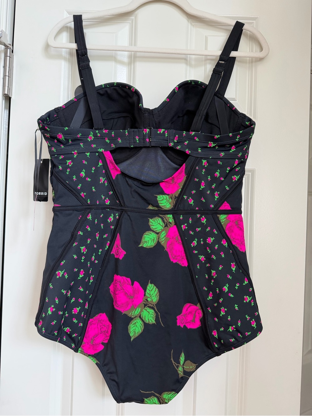 NWT Torrid x Betsy Johnson Black Pink Rose Swimsuit Sz 12 / L Whimsigoth Floral - Picture 5 of 16